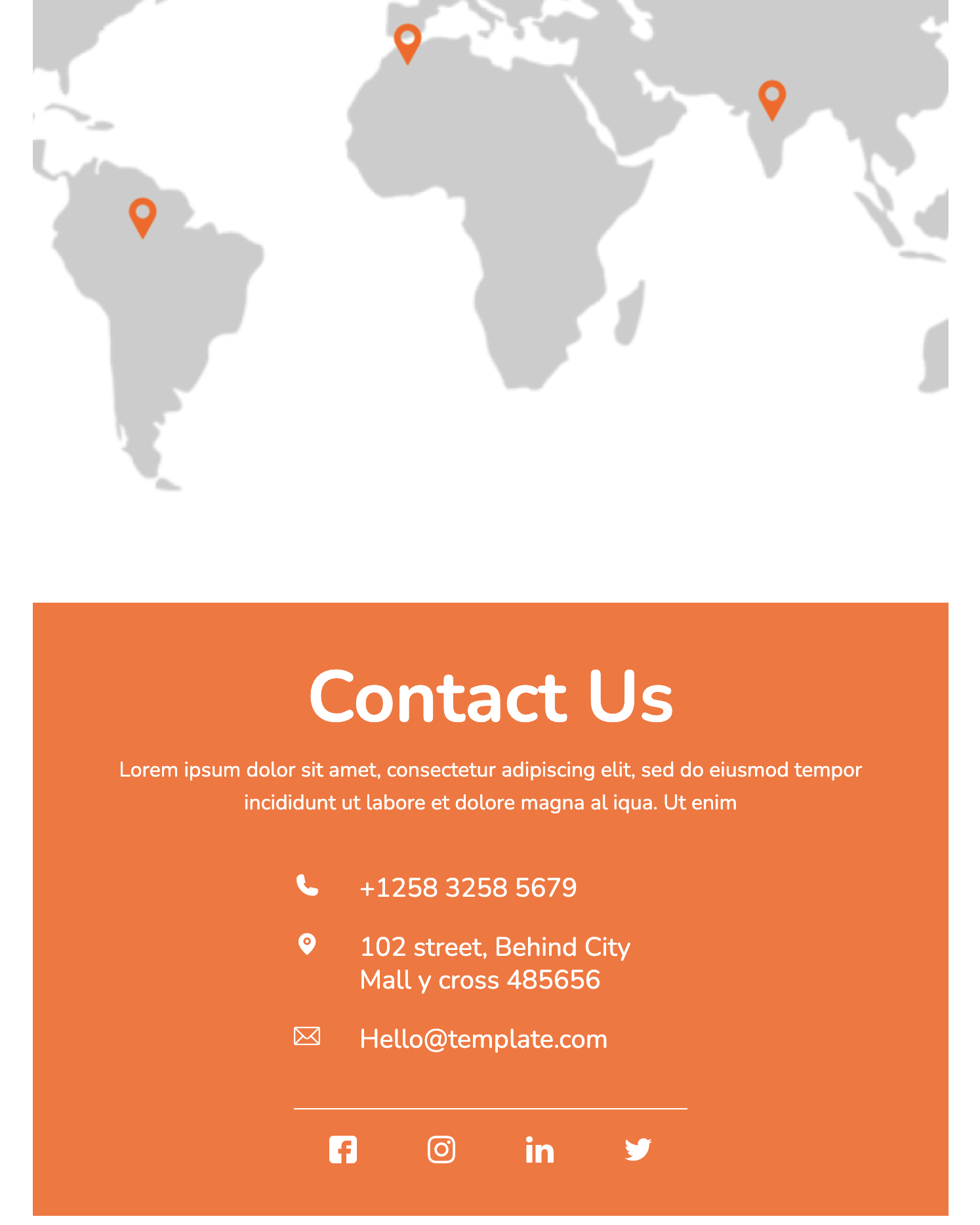 Contact designs for websites: Contact Page With World Map Tablet
